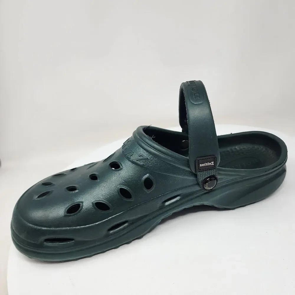 Nothinz Clogs Men 13 Hunter Green Swivel Strap Vented Comfort Lightweight Shoes